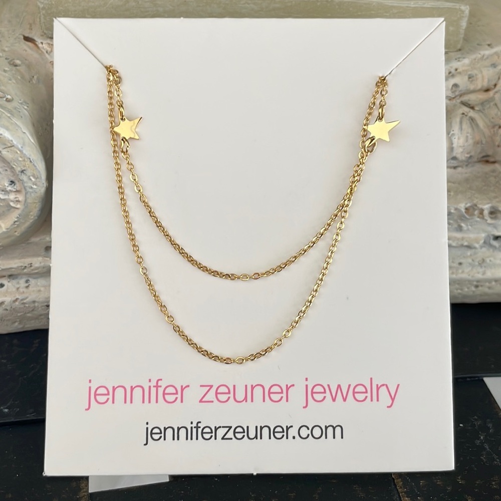 NEW Jennifer Zeuner Necklace Stars Double Chain Jewelry Gold JEN-FA-001 - Picture 4 of 16